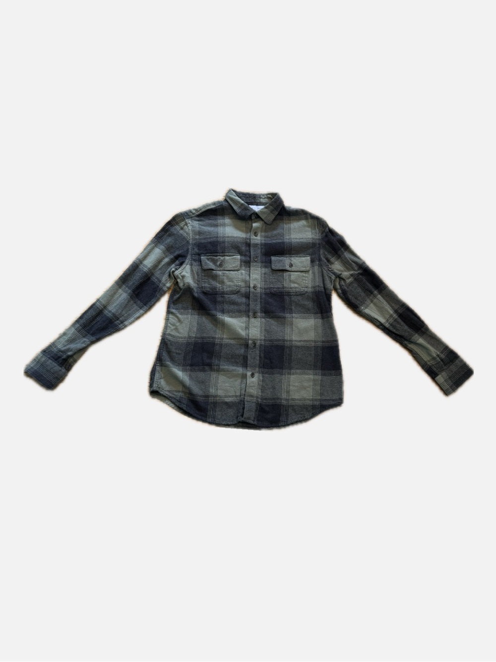 Old Navy - Green and Black Plaid Button-Down Flannel Shirt